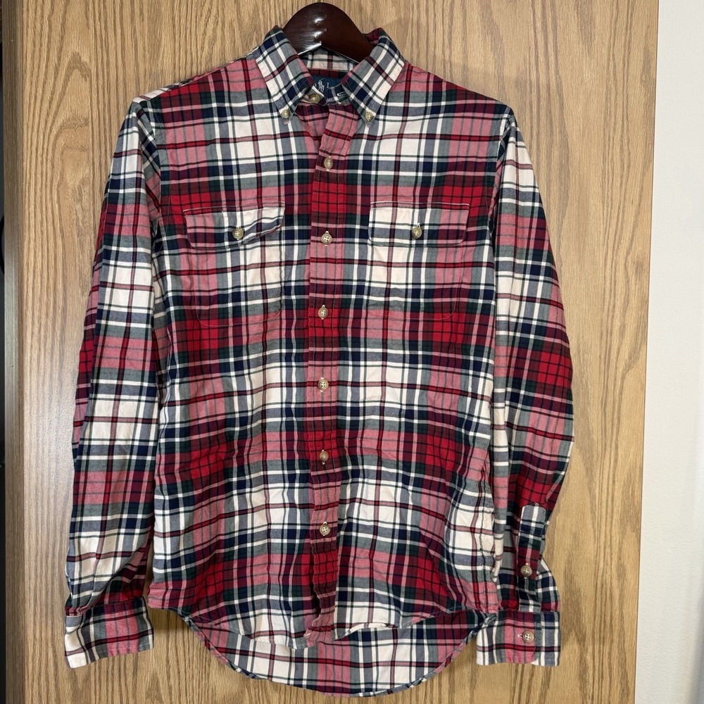 Ralph Lauren Shirt Men's Small Multicolored Red Plaid Flannel Button Down